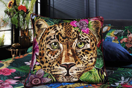Totem, Leopard Square Velvet 50cm x 50cm Cushion, Season 3
