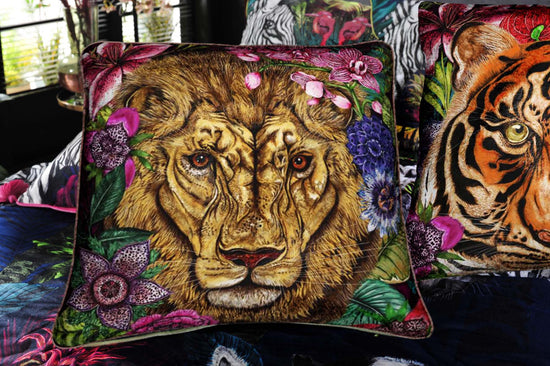 Totem, Lion Square 50cm x 50cm Velvet Cushion, Season 3