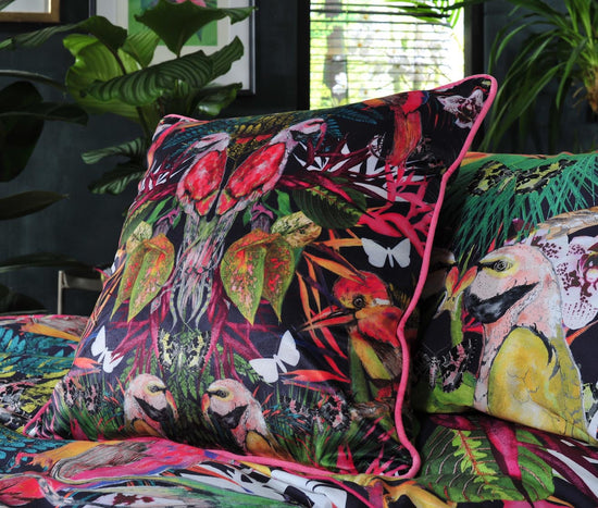 Birds of Paradise, Square Velvet 50cm x 50cm Cushion, Season 1