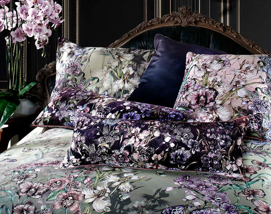 Orchid Garden Beautiful Detailed Floral and Orchids with Butterflys Long/Bolster Cushion Season 4