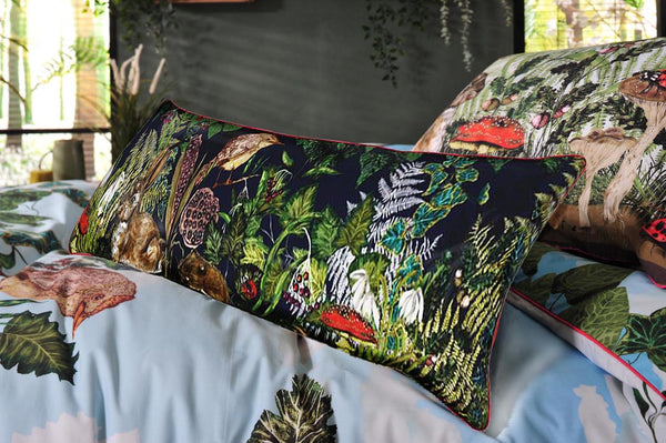 Spring in the Thicket Long Velvet 30cm x 90cm Cushion/Bolster, Midnight, Season 1