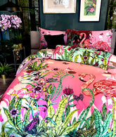 House of Norris exotic cotton bedding set with vibrant flamingo and tropical plant design quilt cover