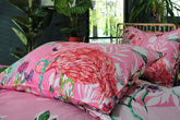 House of Norris exotic cotton bedding set with pink flamingo and tropical floral design
