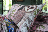 House of Norris forest theme cotton bedding set featuring owl and leaf patterns on quilt cover and pillowcases
