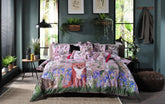 House of Norris forest theme cotton bedding set with fox and owl designs on duvet cover in a modern bedroom