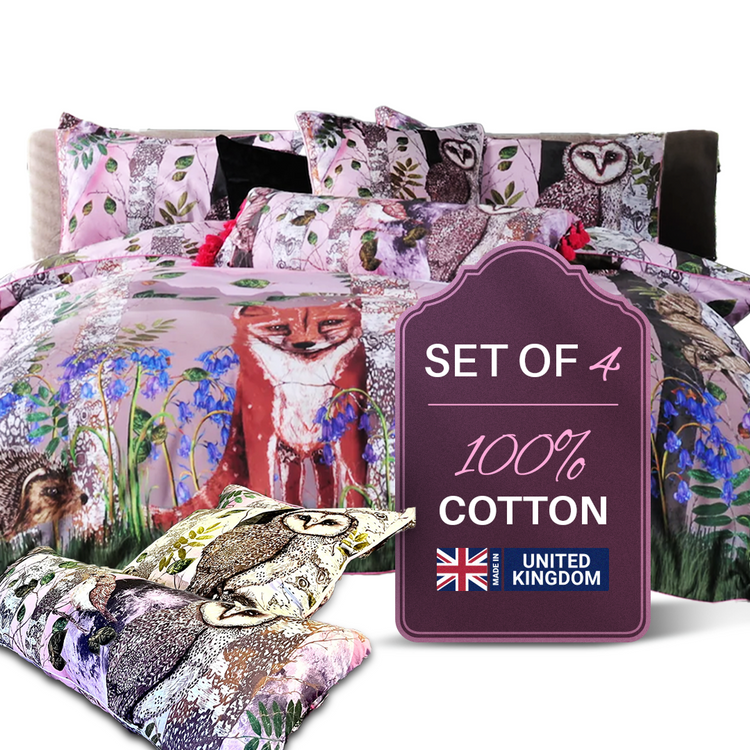 House of Norris forest theme cotton bedding set with woodland animals and floral design in soft cotton