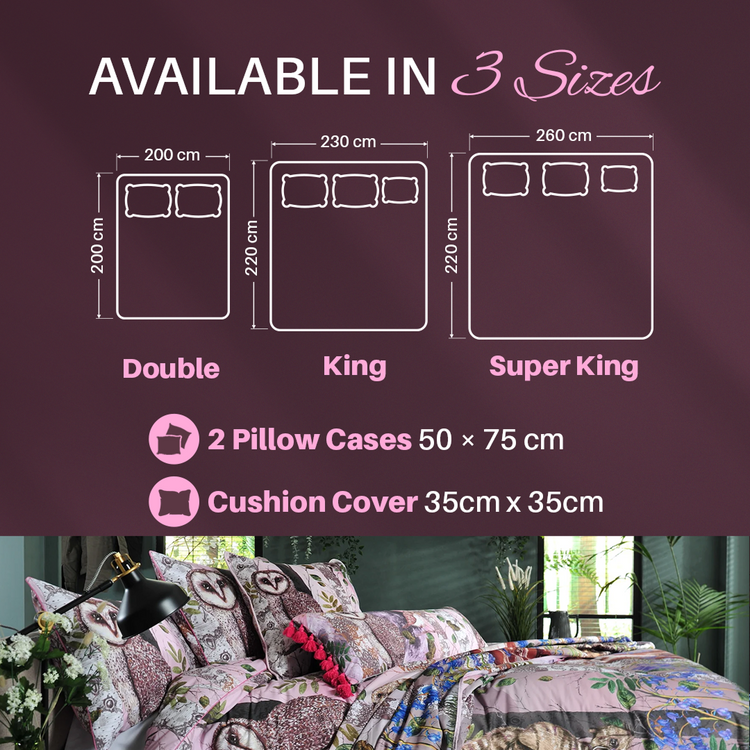 House of Norris forest theme cotton bedding set available in double king and super king sizes