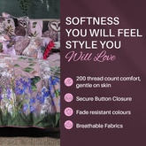 House of Norris forest theme cotton bedding set with owl and floral design duvet cover