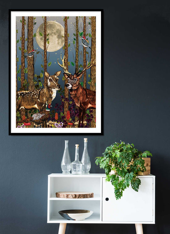 The Deer, the Pheasant and the Smoke Bush, Framed/Unframed Art Print, Varied Sizes, Season 2