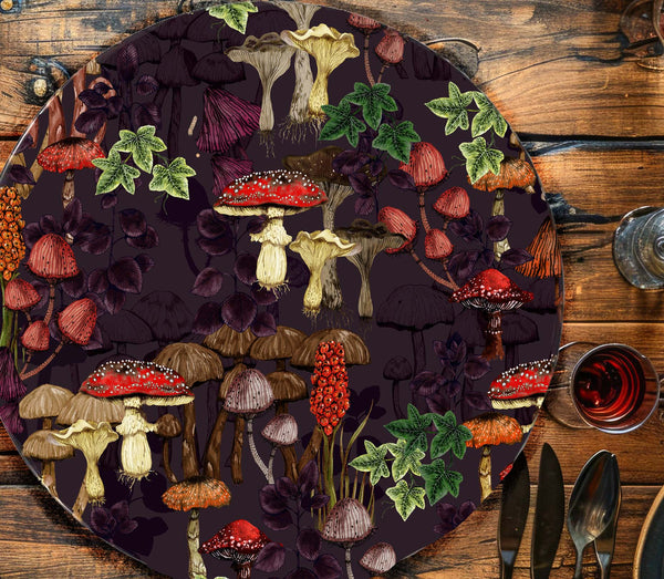 The Deer, the Pheasant and the Smoke Bush, Mushroom Decorative Stonemax Plate, Season 2