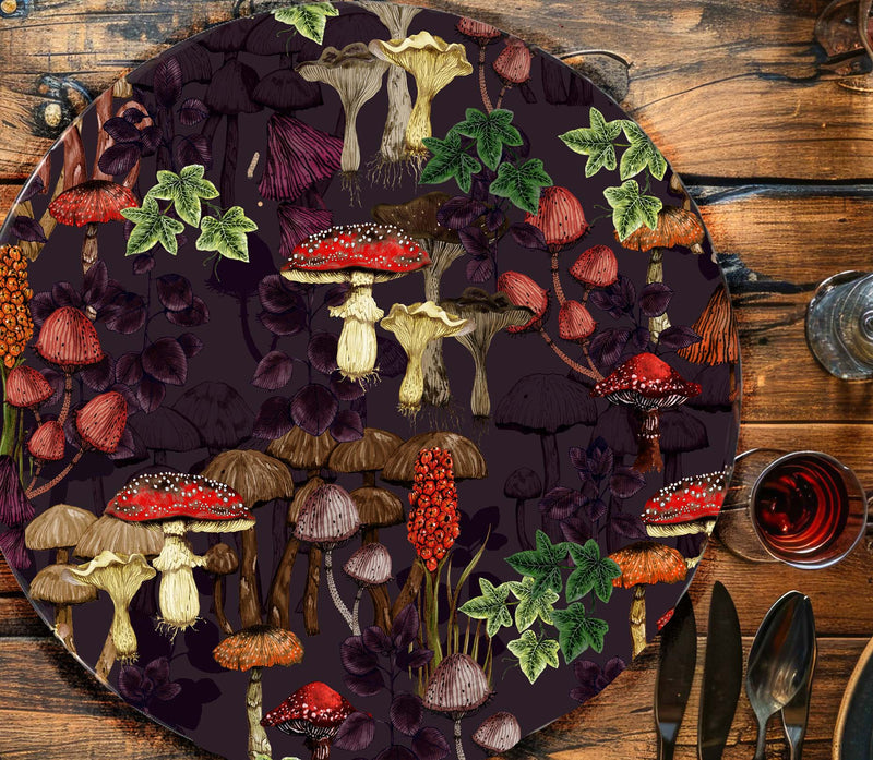 The Deer, the Pheasant and the Smoke Bush, Mushroom Decorative Stonemax Plate, Season 2