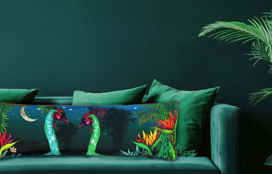 The Palm and the Peacock, Long Velvet 30cm x 90cm Cushion/Bolster, Season 2
