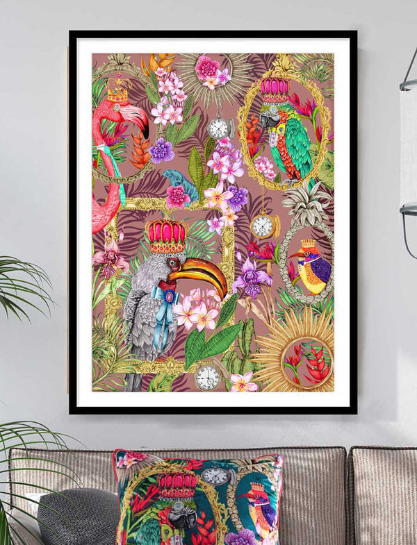 The Quirky Bird 2, Antique Pink, Framed/Unframed Art Print, Varied Sizes, Season 2