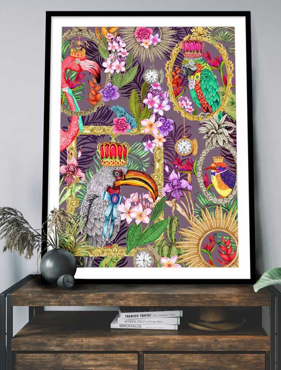 The Quirky Bird 2, Purple Smoke, Framed/Unframed Art Print, Varied Sizes, Season 2