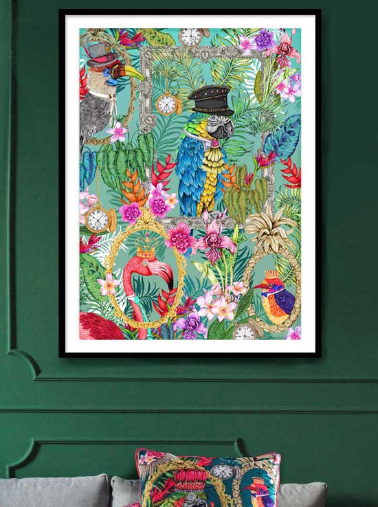 The Quirky Bird, Aqua, Framed/Unframed Art Print, Varied Sizes, Season 2