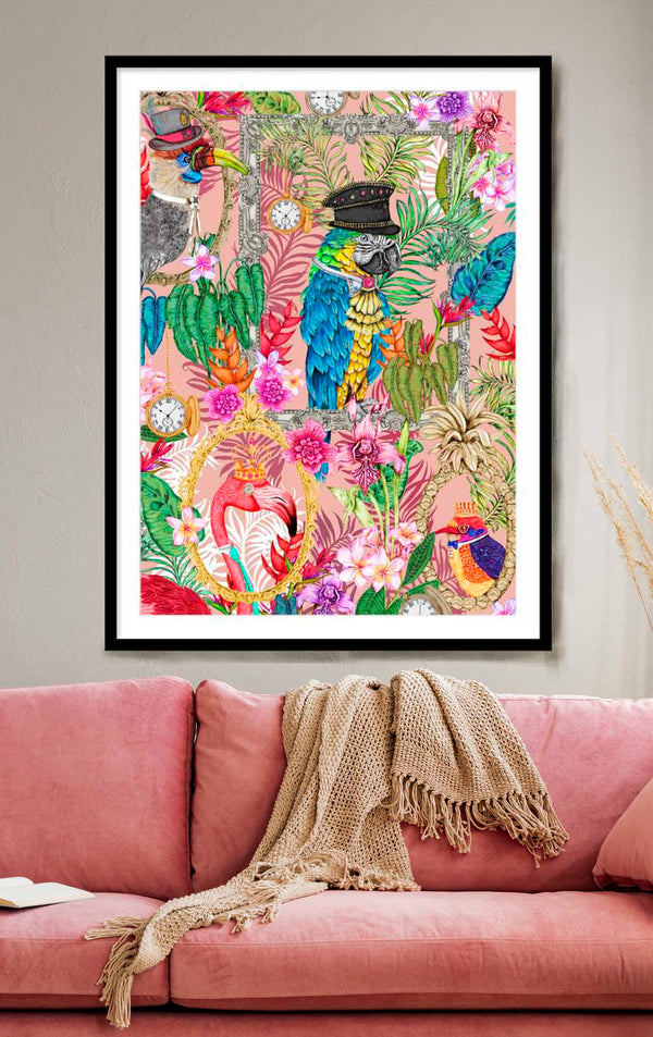 The Quirky Bird, Dusky Pink, Framed/Unframed Art Print, Varied Sizes, Season 2