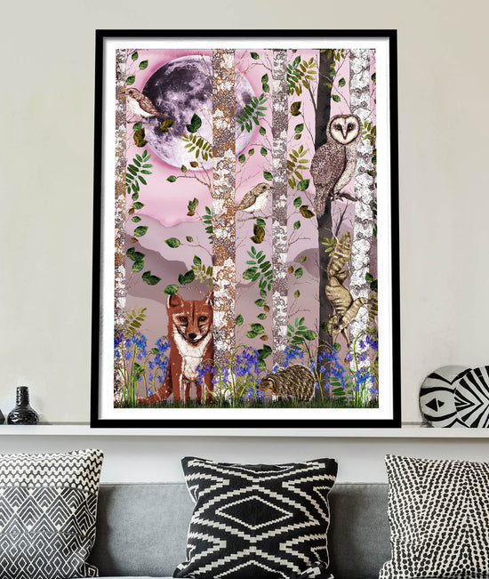The Forest at Twilight 2, Pink, Framed/Unframed Art Print, Varied Sizes, Season 1