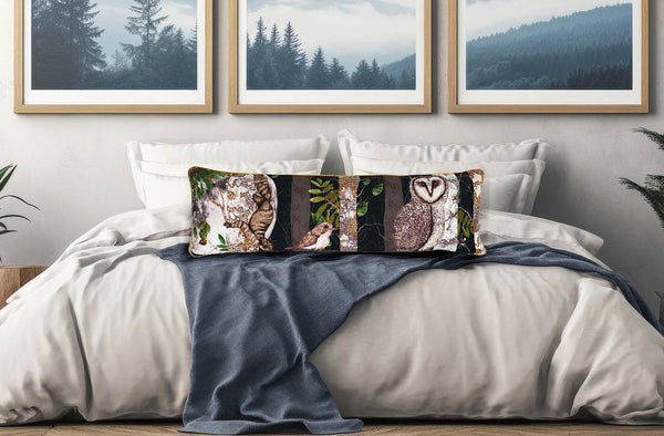 The Forest at Twilight, Midnight, Long Velvet 30cm x 90cm Cushion/Bolster, Season 1