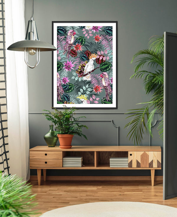 The Parrot and the Cockatoo 2, Smoke Green, Framed/Unframed Art Print, Varied Sizes, Season 1