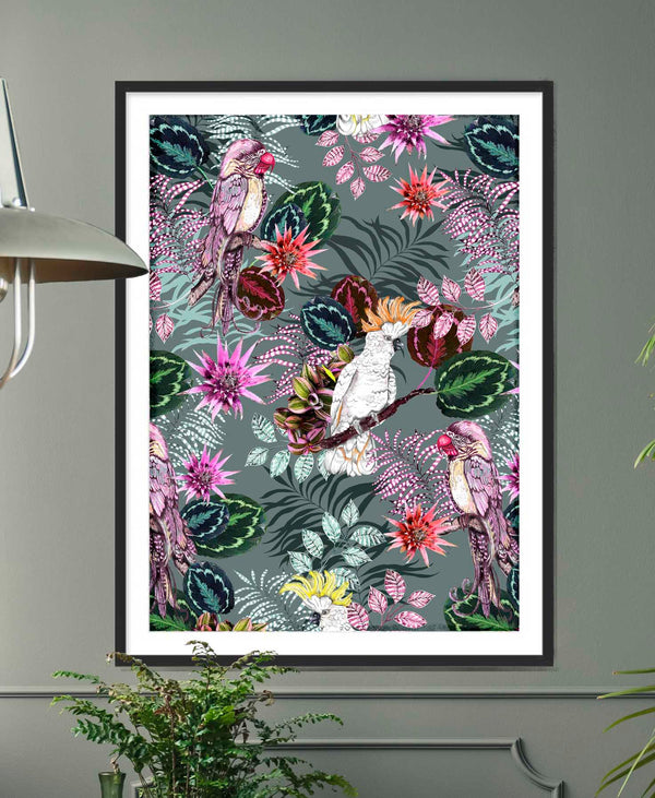 The Parrot and the Cockatoo 2, Smoke Green, Framed/Unframed Art Print, Varied Sizes, Season 1