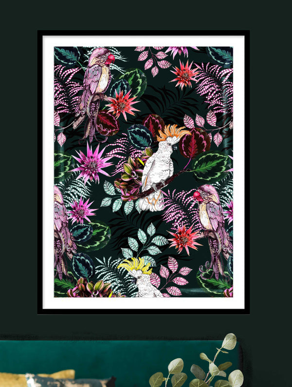 The Parrot and the Cockatoo 2, Forest Green, Framed/Unframed Art Print, Varied Sizes, Season 1