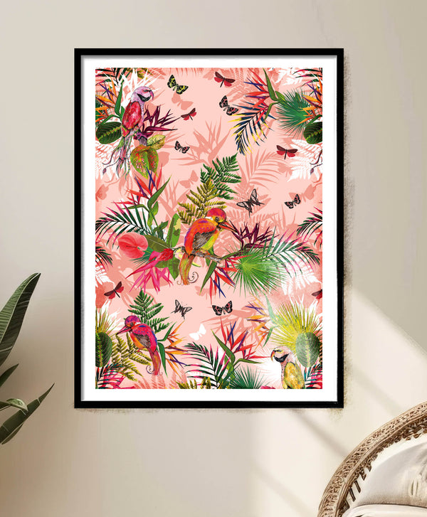 Birds of Paradise 2, Blush, Framed/Unframed Art Print, Varied Sizes, Season 1