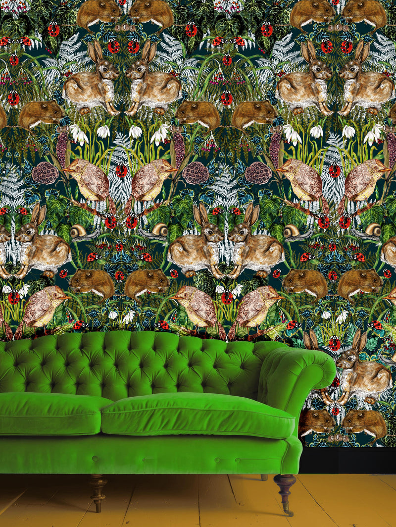 Spring in the Thicket Wallpaper 2, Forest Green, Season 1