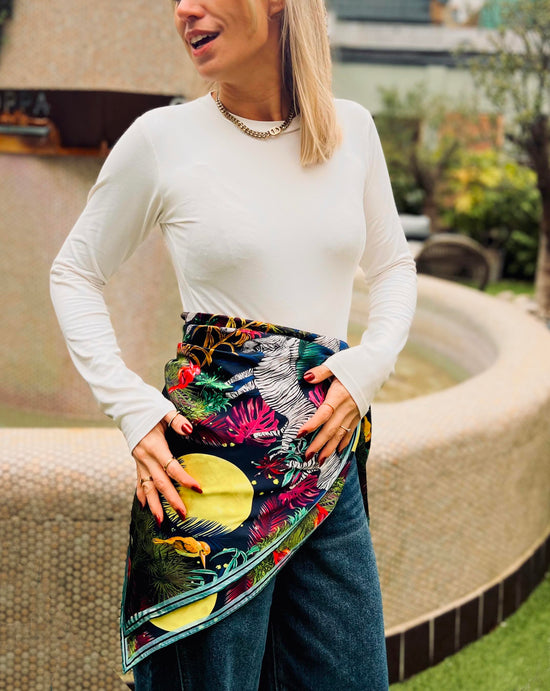 Under the Neon Moon 100% Silk Satin Scarf