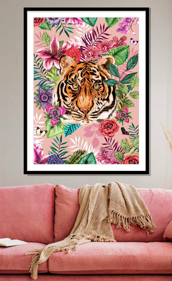 Totem, Tiger, Dusky Pink, Framed/Unframed Art Print, Varied Sizes, Season 3