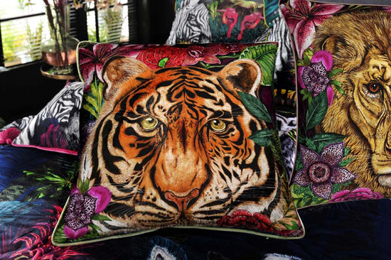 Totem, Tiger Square Velvet 50cm x 50cm Cushion, Season 3
